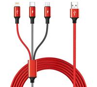 Minlu 3 in 1 Multi Charger Cable,3m Charger Cable with iP/Type C/Micro USB