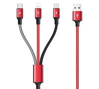 Minlu 3 in 1 USB Charging Cable, Multi Charger Cable [4A] 3m Charging Cable with iP/Type C/Micro USB Ports, USB Fast Charger Cable for Phone 16/15/14/13/12/11/Xs/X/Samsung Galaxy/Huawei/Pixel/Tablets