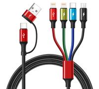 Minlu 4 in 2 Multi Charging Cable, USB Multi Charger Cable with Data Transfer[3.5A 1.2M] Nylon Braided Phone Charger Cables, USB A/C to Lightning/Type C/Micro for iPhone/Galaxy/Android/Tablet
