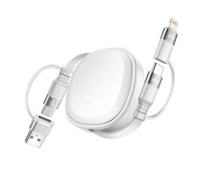 Minlu 65W Multi Charger Cable, 5 in 1 Retractable Charging Cable Fast Charging, Multi USB Charging Cable with Data Transfer, USB C to USB C[65W]+Lightning[27W] for iP,iPad,Samsung,Ps4/5,Tablets