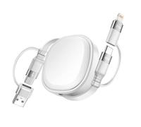Minlu 65W Multi Charger Cable Fast Charging, 5 in 1 Retractable Charging Cable, Multi USB Charging Cable with Data Transfer, USB C to USB C[65W]+Lightning[27W] for iP,iPad,Samsung,Ps4/5,Tablets