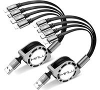 Minlu Multi Charger Cable, 4 in 1 Retractable Charging Cable [2Pack 1.2M] USB Multi Charger Cable with Lightning/Type C/Micro USB Port Compatible with iPhone 17 16 15 14/Huawei/Samsung/Pixel/Sony/LG