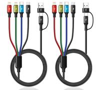 Minlu Multi Charger Cable 4 in 2, USB Charging Cable [2Pack 3M] Fast Charging Cable with Data Transfer, Nylon Braided with Micro USB/Type C/Lightning for iPhone,Android,Galaxy,Huawei,Nexus,LG,Sony