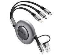 Minlu Multi Charger Cable, 5 in 1 Retractable Charging Cable with Data Transfer[3.5A 1.2m] Retractable USB C Cable, 3 in 2 USB C Multi Charging Cable for iPhone Series/Samsung/Huawei/Sony/Tablet