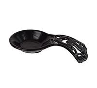MINLUFUL Cast Iron Spoon Rest Holder, Heat Resistant Metal Spoon Rest Holder for Stove Top and Countertop Use as Spatula and Fork Rest while Cooking, Black