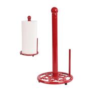 MINLUFUL Vintage Red Cast Iron Paper Towel Holder - Weighted Base, One-Handed Tear for Kitchen Countertops