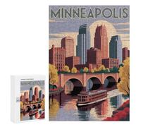 Minneapolis Skyline with Riverboat - Adult Picture Puzzle, 300 PCS, Festive Gift for Adults, for Mindful Indoor Entertainment