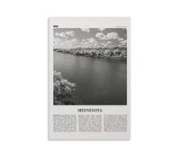 Minnesota Black and White River Poster Decorative Painting Canvas Wall Art Living Room Poster Bedroom Painting Wall Art Picture Print Modern Family Room Decor 24 x 36 inches (60 x 90 cm)