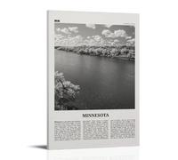 Minnesota Black and White River Poster Decorative Painting Canvas Wall Art Living Room Poster Bedroom Painting Wall Art Picture Print Modern Family Room Decor 20 x 30 Inches (50 x 75 cm)