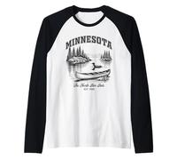 Minnesota Canoe Loon Shirt The North Star State Lake Nature Raglan Baseball Tee