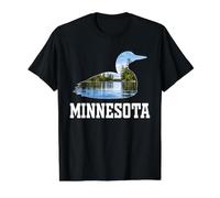 Minnesota Common Loon Bird Lake Wildlife Scenic Landscape Value Graphic T-Shirt, Men, Black, S