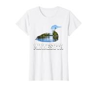 Minnesota Common Loon Bird Lake Wildlife Scenic Landscape Value Graphic T-Shirt, Women, White, M