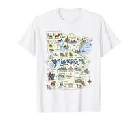 Minnesota, Maps Icons MN, Duluth, Saint Paul, Rochester Value Graphic T-Shirt, Men, White, S