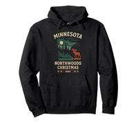 Minnesota Northwoods Shirt MI Moose Winter Pine Night Pullover Hoodie
