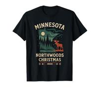 Minnesota Northwoods Shirt MI Moose Winter Pine Night T-Shirt