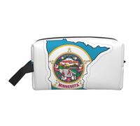 Minnesota State Flag Map Print Toiletry Bag for Men Travel Toiletry Bag, Spacious Capacity Cosmetic Bag for Women