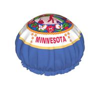 Minnesota State Flag Print Bath Cap For Long Hair And Short Hair, Washable Elastic Band Bath Hair Hat For Long Hair, Braid