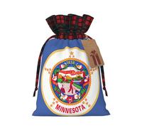 Minnesota State Flag Print Christmas Drawstring Gift Bags Packaging Birthday Birthday Celebration