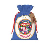 Minnesota State Flag Print Gift Drawstring Bags Reusable For Winter Celebrations Party Favors Goodie Pouches