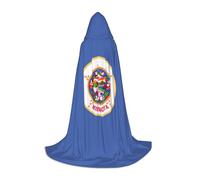 Minnesota State Flag print Hooded cape, suitable for Halloween costumes, role-playing, and Christmas family photos