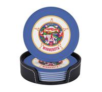 Minnesota State Flag Print Set 6 Heat-Resistant Coaster Stylish Coffee Table Coasters Office Kitchen Decor