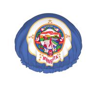 Minnesota State Flag Print Shower Cap For Women Men Reusable Lightweight Soft Bath Hair Cap With Elastic Band