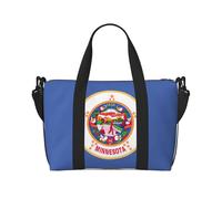 Minnesota State Flag print Travel Duffel Bag Tote Carry on Luggage Bag, Sports Gym Bag Weekender Overnight Bags, Black, One Size
