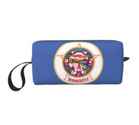Minnesota State Flag print Travel Toiletry Pouch, Pencil Bag Canvas Makeup Bag, Multi-Purpose Cosmetic Bag with Zipper, White, One Size