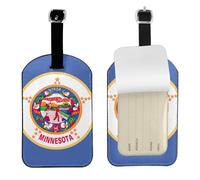 Minnesota State Flag Printed Leather Luggage Tag, Durable Baggage Identifier, Soft PU ID Label, for Business Travel
