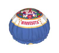 Minnesota State Flag Shower Cap For Men Cap Women Reusable Waterproof Long Thick Hair Care Hair Short Kids Bath