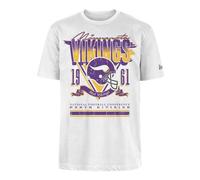 MINNESOTA VIKINGS New Era Cap NFL Oversized T-Shirt Screent Print Distressed Team Graphic White Unisex