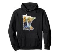 Minnesota Watercolor Landscape Art for Nature Lovers Pullover Hoodie