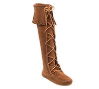 MINNETONKA Front Lace Hard Sole Knee High Boots as worn by Kate Moss, Brown (Brown), 40 EU