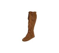 Minnetonka Front Lace Hardsole Knee Hi, Women Mocassins Boots, Brown (Dusty Brown), 8 UK (41 EU)