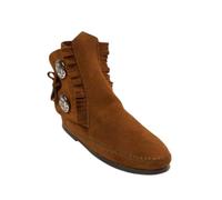 Minnetonka Mens Two Button Hardsole Boot, Brown, 7 UK