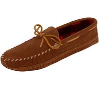 Minnetonka Men's Double Bottom Fleece Slipper, Brown, 7.5 Wide