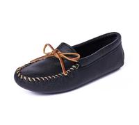 Minnetonka Mens Double Deerskin Softsole Slipper, Black Deerskin, Size 12