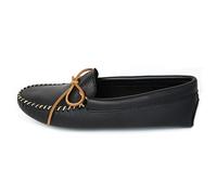 Minnetonka Mens Double Deerskin Softsole Slipper, Black Deerskin, Size 12