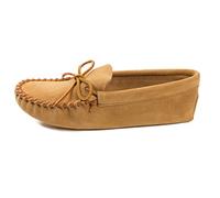 Minnetonka Mens Leather Laced Softsole Leather Laced Softsole Beige Size: 9.5 M US
