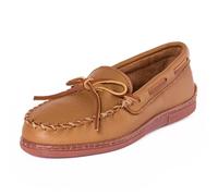 Minnetonka Men's Moosehide Leather Moccasins, Natural - Classic, 8.5