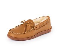 Minnetonka Men's Moosehide Leather Moccasins, Natural - Sheepskin Classic, 6 UK