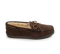 Minnetonka Men's Pile Lined Hardsole Slipper, Chocolate, 11.5 Wide