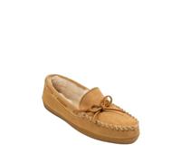 Minnetonka Men's Sheepskin Hardsole Moc Slipper, Tan, 10 UK