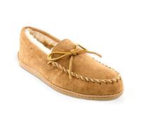 Minnetonka Men's Sheepskin Hardsole Moc Slipper, Tan, 9 UK