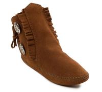 Minnetonka Mens Two Button Softsole Boot, Brown, Size 11
