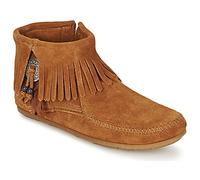 Minnetonka Mid Boots CONCHO FEATHER SIDE ZIP BOOT in Brown 8