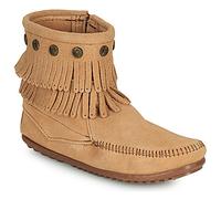 Minnetonka Mid Boots DOUBLE FRINGE SIDE ZIP BOOT in Brown 3