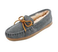 Minnetonka Sheepskin Hardsole Moc Women's Slip On Slippers 8 B(M) US Grey