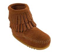 Minnetonka Unisex Kid's Double Fringe Side Zip Boot Ankle, Brown (Brown), 2 Child UK