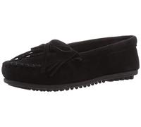 Minnetonka Women's Cally Moccasin Slipper, Black, 5.5 Wide